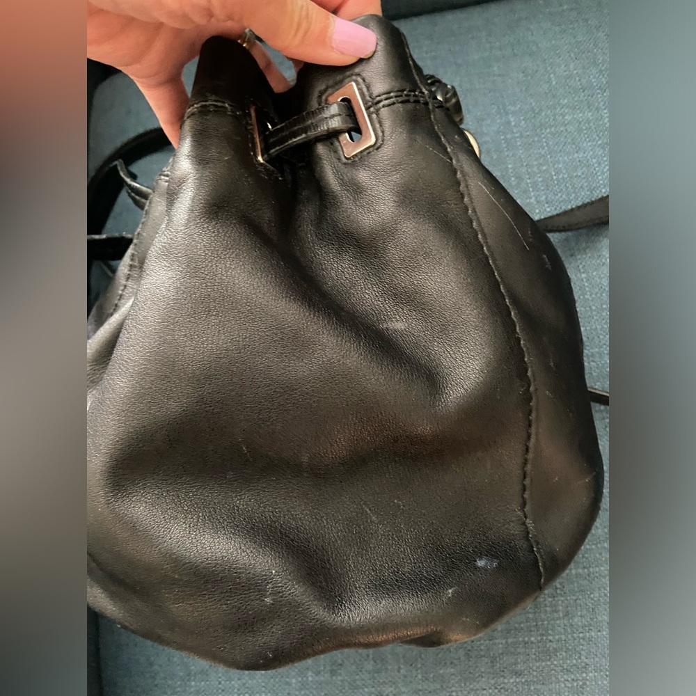 Coach Peyton Black Leather Drawstring Crossbody B… - image 8